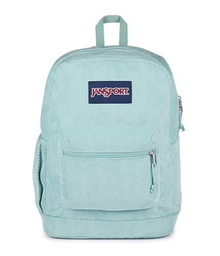 JanSport Cross Town Plus Remix Backpack - Padded Back Panel, Laptop Sleeve, and Front Pocket Organizer - Faded Sage Corduroy | Backpacks4Less