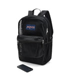JanSport Eco Mesh Backpack, Red Tape, 17” x 12.5” x 6” - Large Semi-Transparent Bag for Adults with Laptop Sleeve, Padded Back Panel, Black