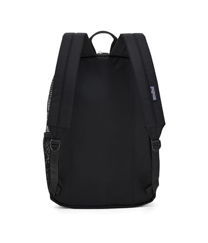 JanSport Eco Mesh Backpack, Red Tape, 17” x 12.5” x 6” - Large Semi-Transparent Bag for Adults with Laptop Sleeve, Padded Back Panel, Black