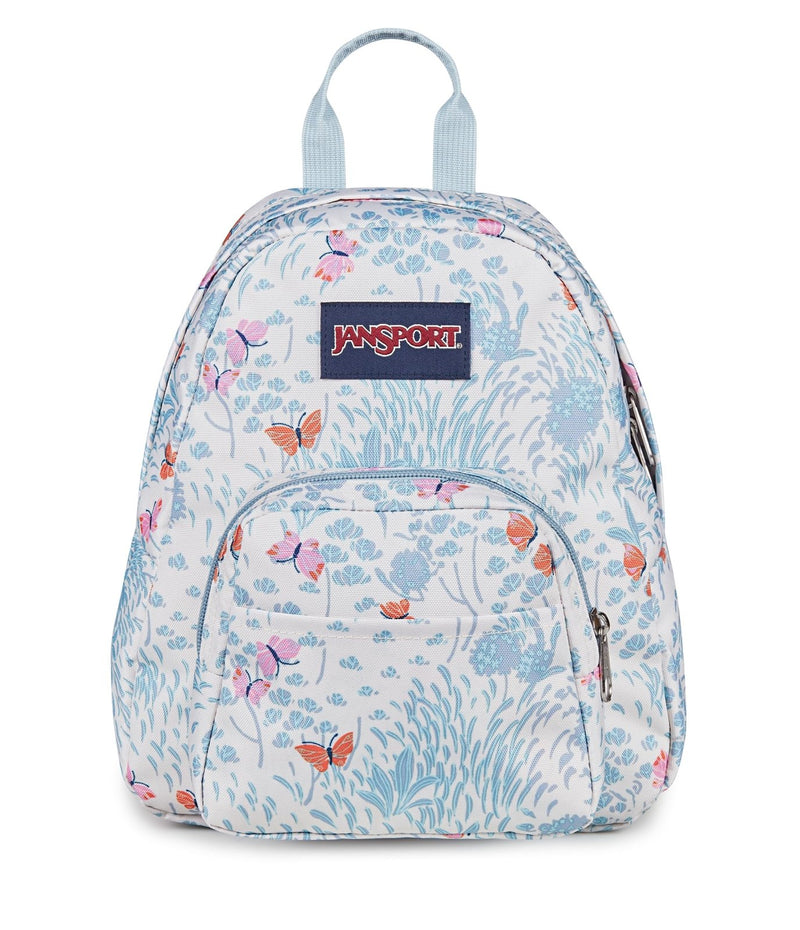 JanSport Half Pint Mini Backpack, 10.2 L - Durable Mini Bag Purse with Adjustable Shoulder Straps, Single Main Compartment, Zippered Stash Pocket, Fluttering Fields