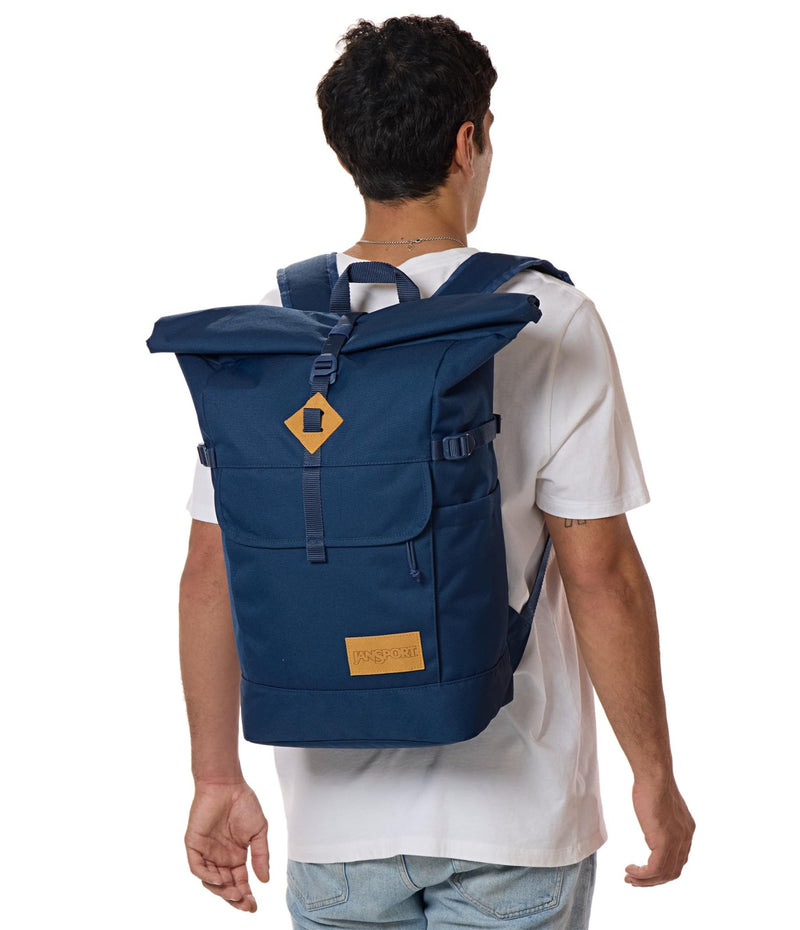 JanSport Hatchet Rolltop Backpack - 17 - inch Padded Laptop Sleeve, Spacious Main Compartment, Dual Water Bottle Pockets, Navy
