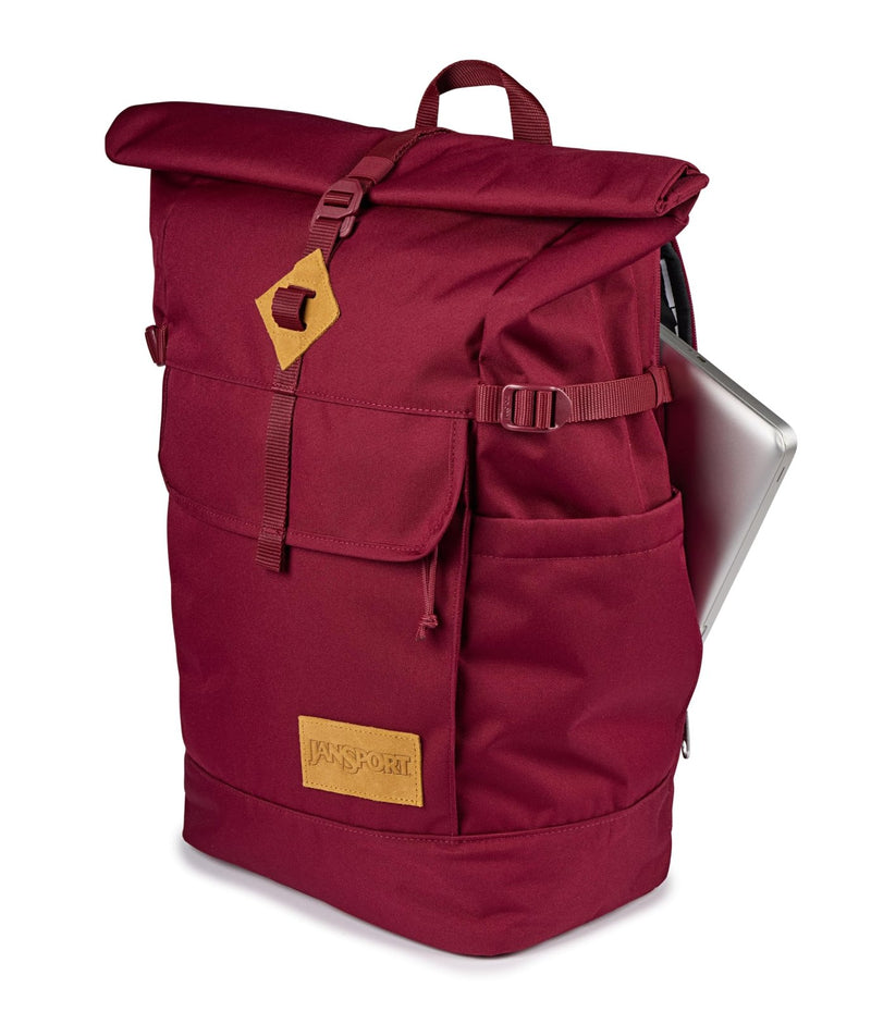JanSport Hatchet Rolltop Backpack - 17 - inch Padded Laptop Sleeve, Spacious Main Compartment, Dual Water Bottle Pockets, Russet Red