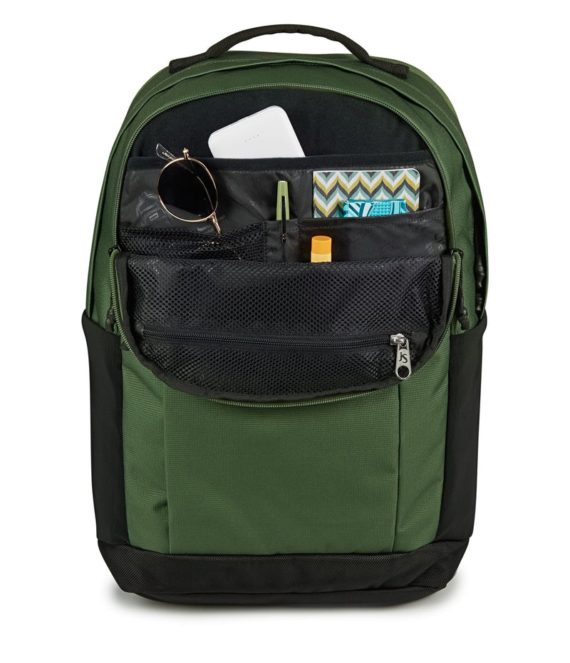 JanSport Inbound Pack – Large Main Compartment, Dual Water Bottle Pockets, and Dedicated 15 - Inch Padded Laptop Pocket, Cargo Green