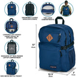 JanSport Main Campus Backpack - Travel or Work backpack w 15 - Inch Laptop Sleeve and Dual Water Bottle Pockets, Navy
