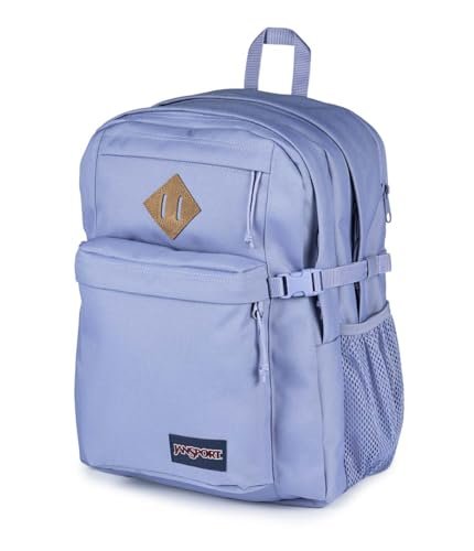 JanSport Main Campus FX Backpack - Travel or Work Bag w 15-Inch Laptop Pack with Leather Trim, Lavender Ash