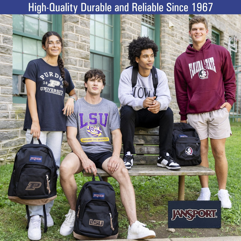 JanSport NCAA Officially Licensed Backpack, Lsu Tigers, Big Student with Padded 15 - Inch Laptop Sleeve, 2 Compartment Computer Bag with Bottle Pocket & Haul Handle, Book Rucksack, Black