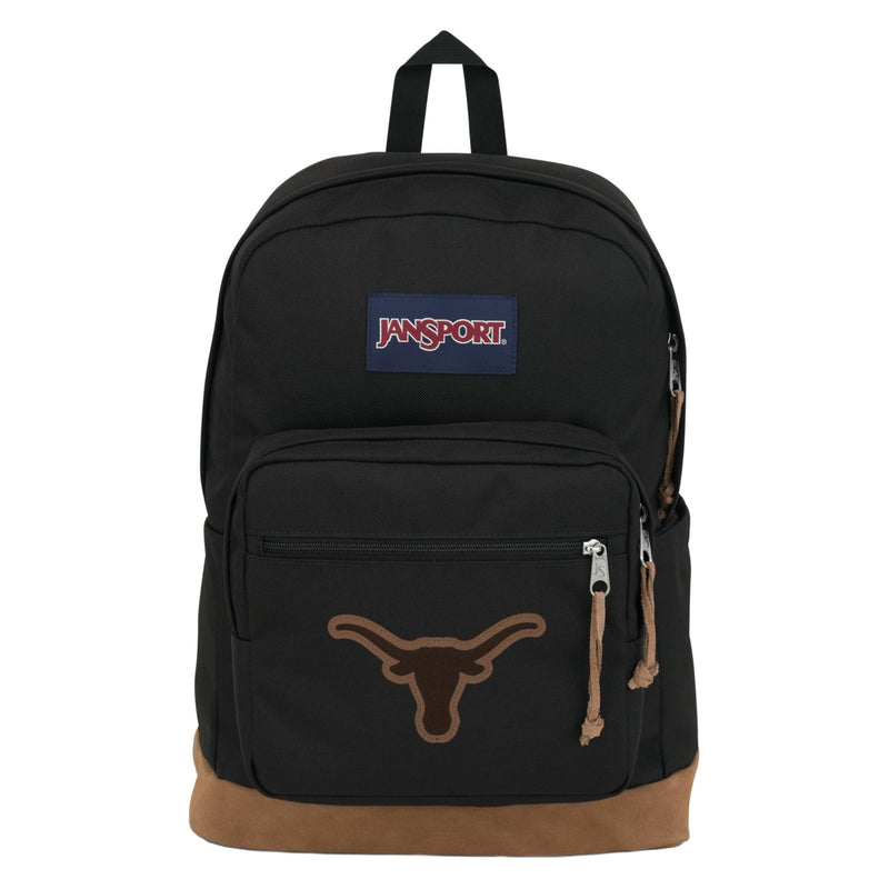 JanSport NCAA Officially Licensed Backpack, Texas Longhorns, Right Pack with Padded 15 - Inch Laptop Sleeve, Spacious Computer Bag, Durable Daypack with Bottle Pocket & Haul Handle, Black