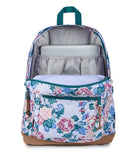 JanSport Right Pack Backpack - Durable Daypack with Padded 15" Laptop Sleeve, Spacious Main Compartment & Integrated Water Bottle Pocket - Rustic Roses Moon Flower/Blu/Pnk/Grn