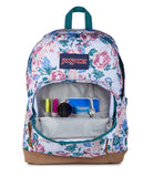 JanSport Right Pack Backpack - Durable Daypack with Padded 15" Laptop Sleeve, Spacious Main Compartment & Integrated Water Bottle Pocket - Rustic Roses Moon Flower/Blu/Pnk/Grn