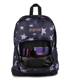 JanSport Right Pack Backpack - Durable Daypack with Padded 15" Laptop Sleeve, Spacious Main Compartment & Integrated Water Bottle Pocket, Sprayed Stars Pastel Lilac