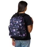 JanSport Right Pack Backpack - Durable Daypack with Padded 15" Laptop Sleeve, Spacious Main Compartment & Integrated Water Bottle Pocket, Sprayed Stars Pastel Lilac