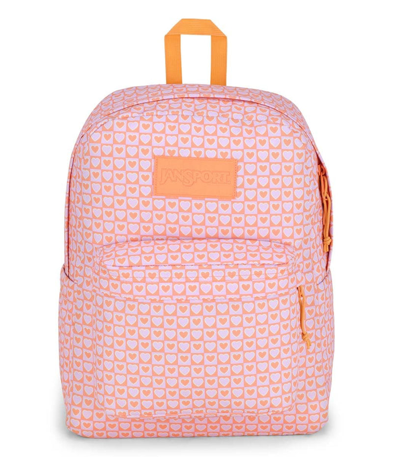 JanSport SuperBreak Plus Backpack with Padded 15 - inch Laptop Sleeve and Integrated Bottle Pocket - Spacious and Durable Daypack for Work and Travel - Hyped Hearts Pink