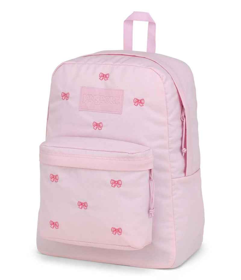 JanSport Superbreak Plus FX Backpack - Work, Travel, or Laptop Bag with Water Bottle Pocket - Embroidered Bows