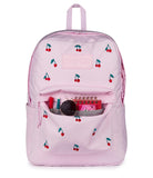 JanSport Superbreak Plus FX Backpack - Work, Travel, or Laptop Bag with Water Bottle Pocket - Pink Ice Cherry Emb