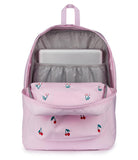 JanSport Superbreak Plus FX Backpack - Work, Travel, or Laptop Bag with Water Bottle Pocket - Pink Ice Cherry Emb
