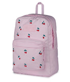 JanSport Superbreak Plus FX Backpack - Work, Travel, or Laptop Bag with Water Bottle Pocket - Pink Ice Cherry Emb