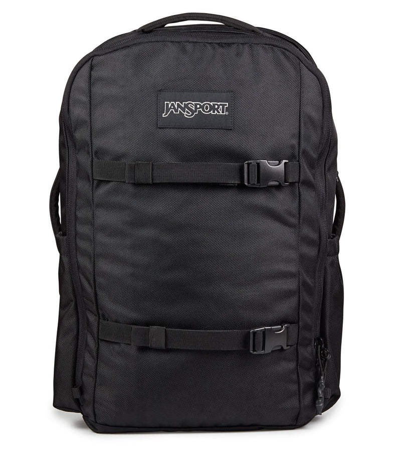 JanSport Venture Pack – Travel Pack With Large Main Compartment with Compression Straps, Dual Water Bottle Pockets, Padded Hip Belt & Luggage Trolley Pass - Through, Black