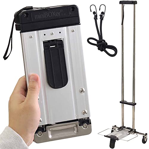 Japard Folding Carrying Cart, Luggage Cart with 2 Wheels One Way, Compact for Travel Trolley School with Bungee Cord for Light Duty 22lbs