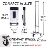 Japard Folding Carrying Cart, Luggage Cart with 2 Wheels One Way, Compact for Travel Trolley School with Bungee Cord for Light Duty 22lbs