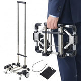 Japard Luggage Cart with 2 Wheels Foldable, Purse Trolley, Portable Travel Dolly Compact Air Travel Loadable 55 lbs, Smallest Folding Carrying Cart Light Weight