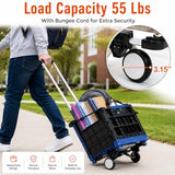 Japard Luggage Cart with 2 Wheels Foldable, Purse Trolley, Portable Travel Dolly Compact Air Travel Loadable 55 lbs, Smallest Folding Carrying Cart Light Weight