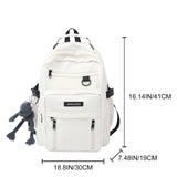 JARKJARD Cute Aesthetic Backpack Kawaii Backpack for School with Cute Pendant Casual Daypack Middle Student Travel College Bookbag for Girls Large Capacity(White)