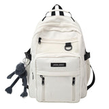 JARKJARD Cute Aesthetic Backpack Kawaii Backpack for School with Cute Pendant Casual Daypack Middle Student Travel College Bookbag for Girls Large Capacity(White)