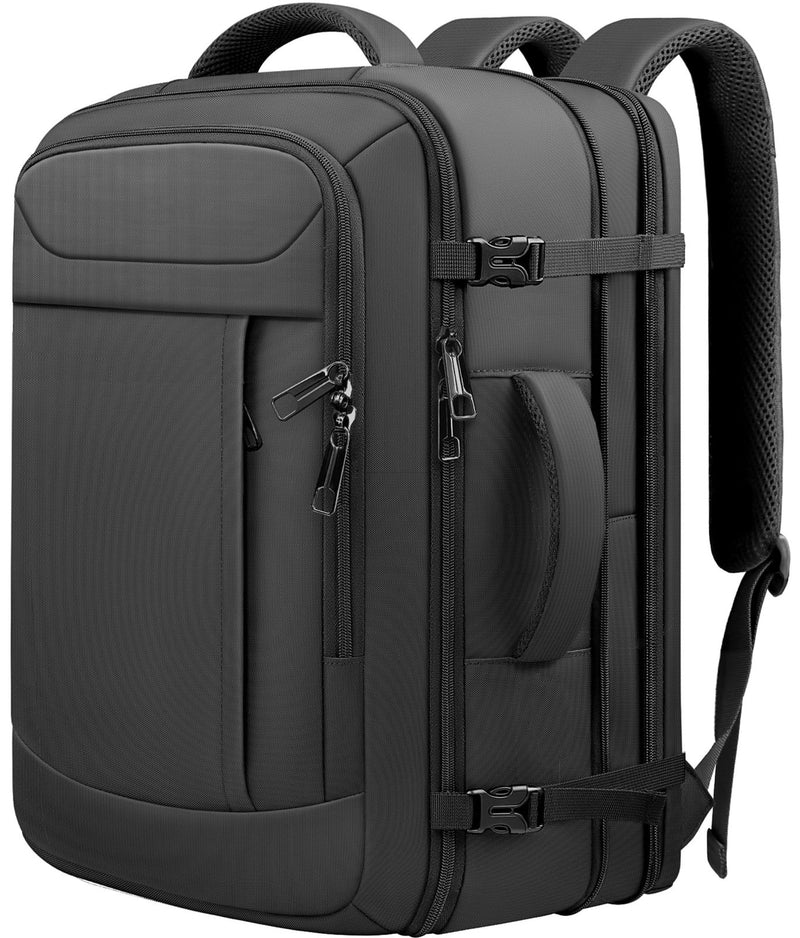 JARWAM Expandable Travel Backpack 50L - 60L, Extra Large Carry on Backpack Hiking Camping Rucksack with Waterproof Wet Pocket, Anti - Theft 19 Inch Gaming Laptop Bag for Road Trip Outdoor Sports, Black