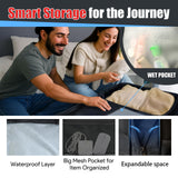 JARWAM Expandable Travel Backpack 50L - 60L, Extra Large Carry on Backpack Hiking Camping Rucksack with Waterproof Wet Pocket, Anti - Theft 19 Inch Gaming Laptop Bag for Road Trip Outdoor Sports, Black