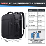 JARWAM Expandable Travel Backpack 50L - 60L, Extra Large Carry on Backpack Hiking Camping Rucksack with Waterproof Wet Pocket, Anti - Theft 19 Inch Gaming Laptop Bag for Road Trip Outdoor Sports, Black