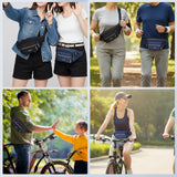 JATEBI Fanny Pack 2 Pack Waterproof Waist Bags Crossbody Sling Pouch for Women Men Travel Running Sports Adjustable Strap Large Capacity Black Blue