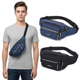 JATEBI Fanny Pack 2 Pack Waterproof Waist Bags Crossbody Sling Pouch for Women Men Travel Running Sports Adjustable Strap Large Capacity Black Blue