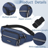 JATEBI Fanny Pack 2 Pack Waterproof Waist Bags Crossbody Sling Pouch for Women Men Travel Running Sports Adjustable Strap Large Capacity Black Blue