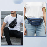 JATEBI Fanny Pack 2 Pack Waterproof Waist Bags Crossbody Sling Pouch for Women Men Travel Running Sports Adjustable Strap Large Capacity Black Blue