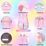 Jcobvig 3Pcs Kids Backpack For Girls,Cute Rainbow Student School Backpack With Lunch Bag Pen Bag Set (Purple Medium 16.5in