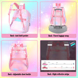 Jcobvig 3Pcs Kids Backpack For Girls,Cute Rainbow Student School Backpack With Lunch Bag Pen Bag Set (Purple Medium 16.5in