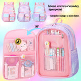 Jcobvig Kawaii Backpack For Girls Kids,Cute Student School Backpack With Pen Bag,Purple Aesthetic Starry Rainbow Laptop Travel Bag (Purple Medium 16.5in