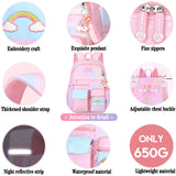 Jcobvig Kawaii Backpack For Girls Kids,Cute Student School Backpack With Pen Bag,Purple Aesthetic Starry Rainbow Laptop Travel Bag (Purple Medium 16.5in