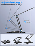 JCZT Adjustable Laptop Stand for Desk, 360° Rotating Base Ergonomic Computer Stand, Laptop Riser Foldable Protable for Office Home Fits Compatible with MacBook Pro/Air Notebook up to 10 - 16" Black