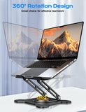 JCZT Adjustable Laptop Stand for Desk, 360° Rotating Base Ergonomic Computer Stand, Laptop Riser Foldable Protable for Office Home Fits Compatible with MacBook Pro/Air Notebook up to 10 - 16" Black