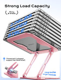 JCZT Adjustable Laptop Stand for Desk, Metal Foldable Laptop Riser, Portable Laptop Holder Mount, Ventilated Cooling Computer Notebook Stand for MacBook Air Pro, All 10 - 16'' Notebooks Laptops, Pink