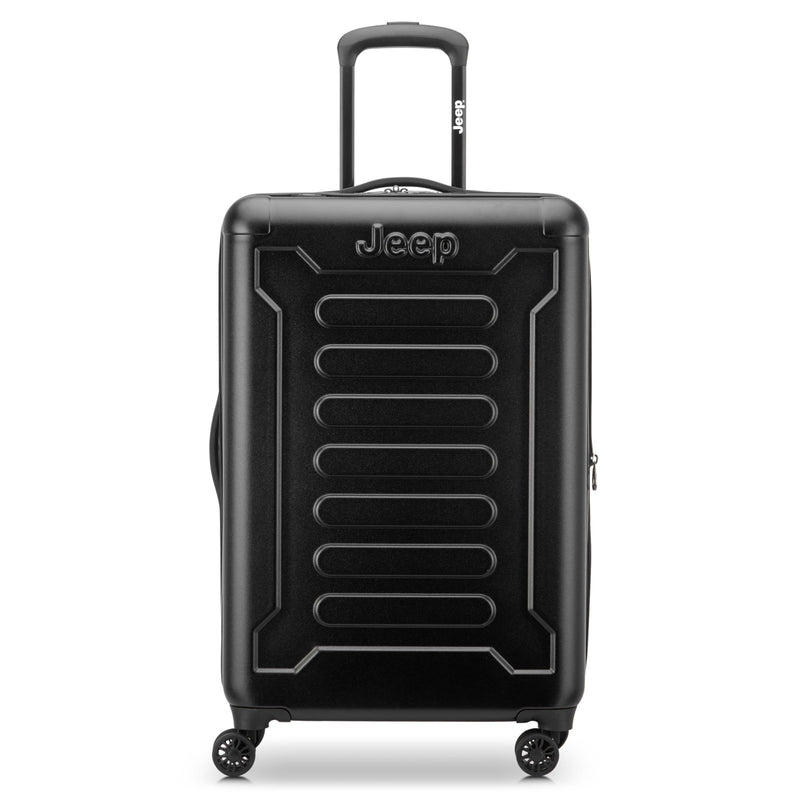 Jeep JH004C Hardside Expandable Luggage with Spinner Wheels, Black, Checked - Medium 24 Inch