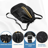 JELUTAR Drawstring Backpack Gym Bag with Shoes Compartment for Soccer, Basketball, Swim, Water - Resistant String Backpack Beach Cinch for Women Men, Black Gold