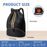 JELUTAR Drawstring Backpack Gym Bag with Shoes Compartment for Soccer, Basketball, Swim, Water - Resistant String Backpack Beach Cinch for Women Men, Black Gold