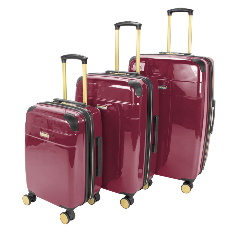 Jenni Chan Entin 3 - Piece Hardside Lightweight Expandable Spinner Luggage Set (Merlot)