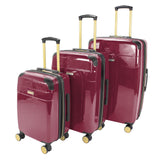 Jenni Chan Entin 3-Piece Hardside Lightweight Expandable Spinner Luggage Set (Merlot)