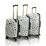 Jenni Chan Polka Dot 3 - Piece Hardside Lightweight Expandable Spinner Luggage Suitcase Set