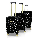 Jenni Chan Polka Dot 3-Piece Hardside Lightweight Expandable Spinner Luggage Suitcase Set