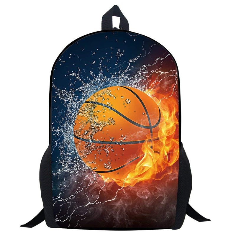 JeremySport Basketball Backpack Combustion Pattern School Bookbags for Kids 17 Inch