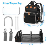 Jeryswet Baby Diaper Bags with Changing Station, Waterproof Large Capacity Diaper Bag Backpack for Moms Dads with USB Charging Port and Stroller Straps, Baby Shower Gifts, Black